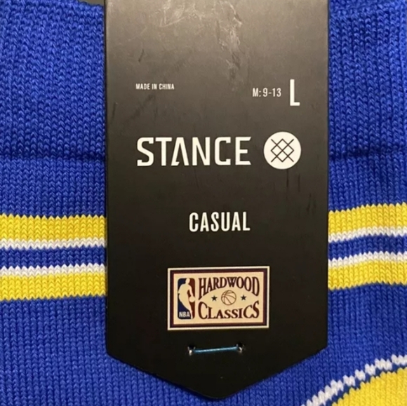 NWT Men's Golden State Warriors Hardwood Classics Stance Crew Socks - Picture 2 of 10